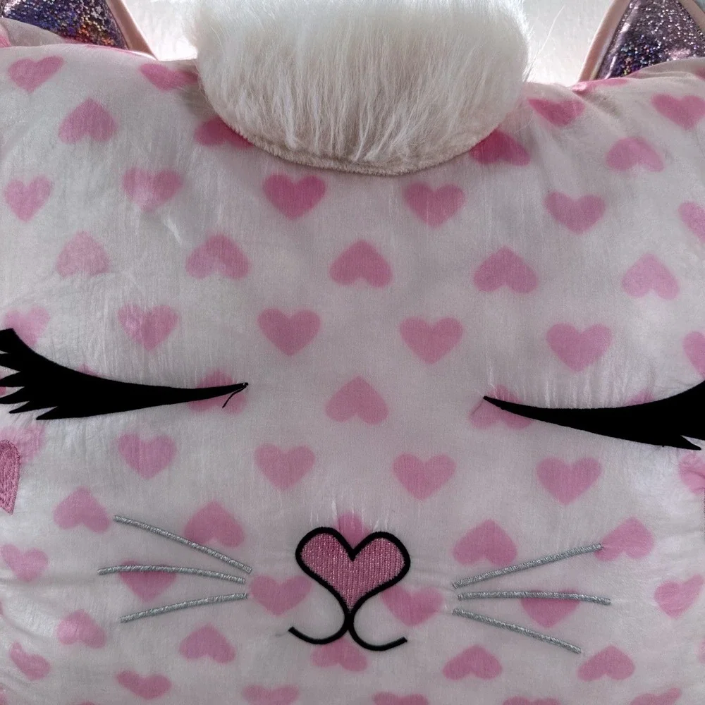 Miss‎ Gwen OMG Accessories Pink Cat Heart Print Plush Decorative Pillow 15x13